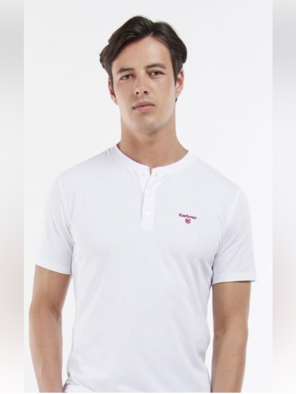 Barbour Stirling Short-Sleeve Henley with Red Logo